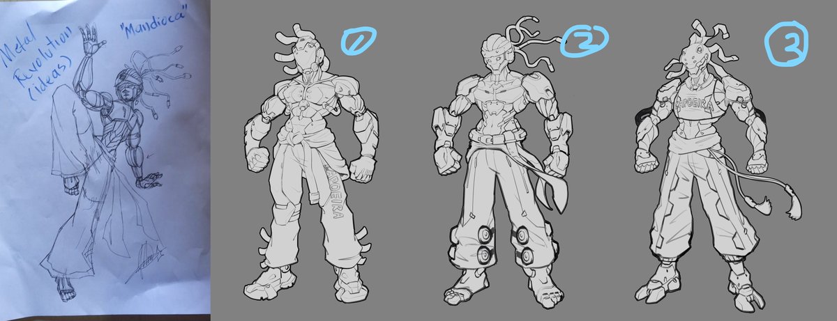 jensenhu3's tweet photo. The picture on the left is the player’s fan art, and the right is our detailed plan based on the player’s work. He is a hero who is proficient in capoeira technology.  
If the number of retweet and likes exceeds 100, I will consider starting to make him！🤖 @Mtl_Revolution  #FGC https://t.co/1kfPPvpEuI