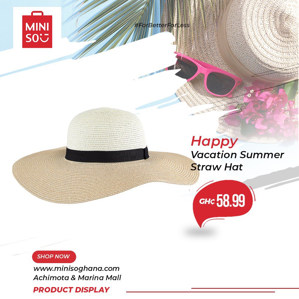MinisoGhana's tweet photo. Are you doing an outdoor event this Christmas? A @MinisoGhana straw hat won’t be bad addition to your outfit.
#BetterThanSanta
#ForBetterForLess #MinisoGhana https://t.co/mGDJb6zwRL