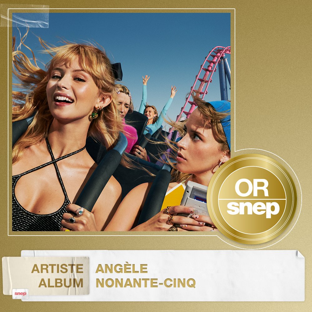 snep's tweet photo. L'album "Nonante-Cinq" d'Angèle est certifié Or ! 📀

50 000 équivalents ventes 📈

Bravo ! 👏 https://t.co/IsS55ThyHj