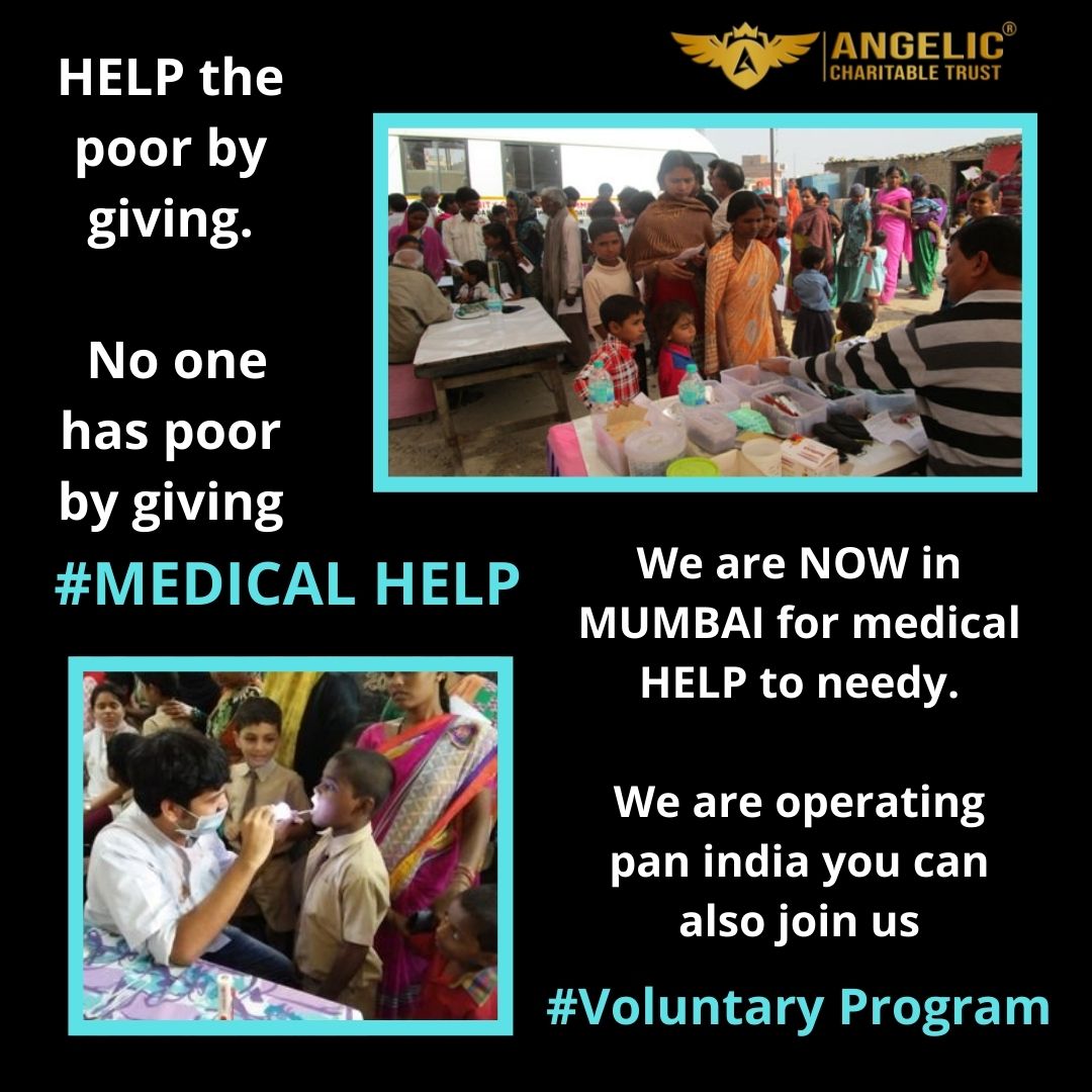 Angeliccharityt's tweet photo. HELP the poor by giving , NO one is poor by GIVING.
We are NOW in MUMBAI for medical HELP to needy.
We are operating pan India you can also join us.
link for applying for volunteering
https://t.co/OlWVYt4tZw
#Angelic
#ANGELICCHARITABLETRUST
#MEDICAL_HELP #Voluntary_Program https://t.co/CWKIOUfHtG