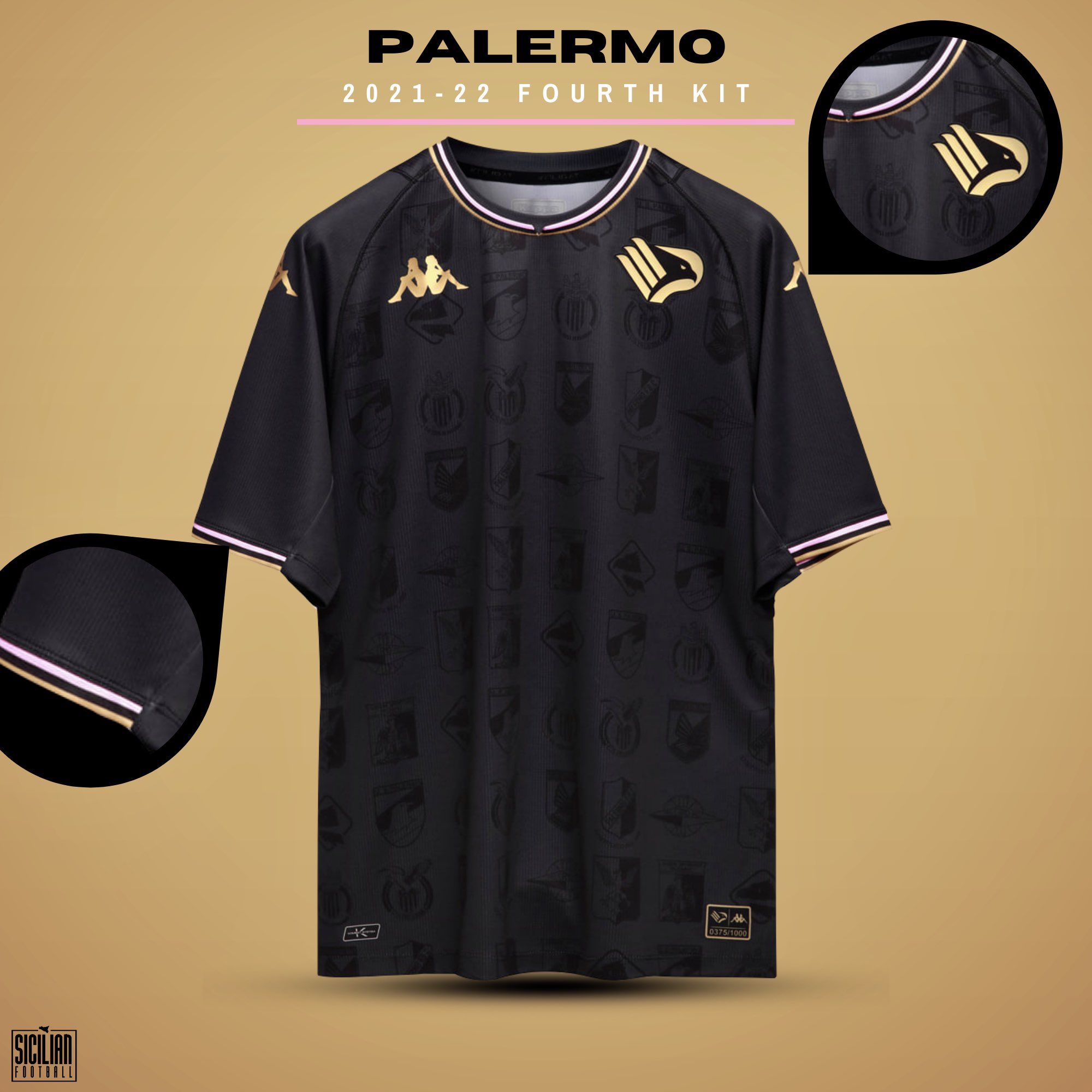 Palermo's new fourth jersey with all the historical logos