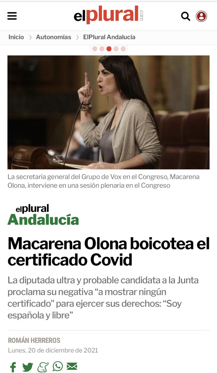 Macarena_Olona's tweet photo. Todos los partidos han rechazado exigir a los políticos el certificado COVID en el @Congreso_Es.

Por supuesto que lo rechazo para los ciudadanos. https://t.co/anGlWevWUM