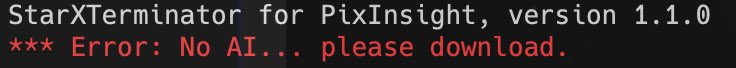 rudibarani's tweet photo. Is someone else having trouble with #StarXTerminator AI 7?
AI 5 &amp; 6 work fine. Reinstalled StarXTerminator &amp; PixInsight - no success so far… I am using a Mac.
File size of AI 7 is only 65 MB compared to 85 MB for AI 5 &amp; 6. https://t.co/FpOU0wz0xa