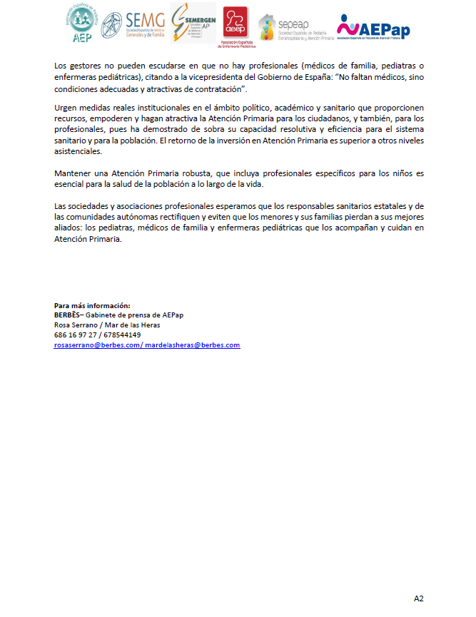 COMUNICADO❗️❗️❗️ El Ministerio de Sanidad olvida la salud de la infancia y adolescencia en su nuevo plan de Atención Primaria y Comunitaria 2022-2023 <a href="/sanidadgob/">Ministerio de Sanidad</a> <a href="/aepediatria/">AEP</a> <a href="/aepap/">AEPap</a> <a href="/SEPEAP/">SEPEAP</a> <a href="/SEMERGENap/">SEMERGEN | Médicos de AP</a> <a href="/AEEPenfermeria/">Asociación Española de Enfermería Pediátrica</a> <a href="/PediatriaBalear/">SOPEBA</a>