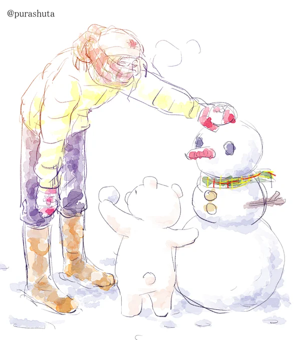 (曰本がヘタミュで盛り上がっている頃)彼はペットのシロクマと雪だるまを作っていた 