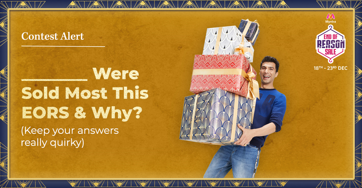 myntra's tweet photo. If your guess is right but your explanation not quirky enough, you won't cut it fam! So make sure you're wearing your quirky hats today. The best entry WINS the Myntra Gift Voucher worth Rs. 10K.
Use #MyntraEORSwowDeals #LoveShoppingonMyntraEORS 
+ follow @myntra to qualify. https://t.co/Guq7qG0TTM
