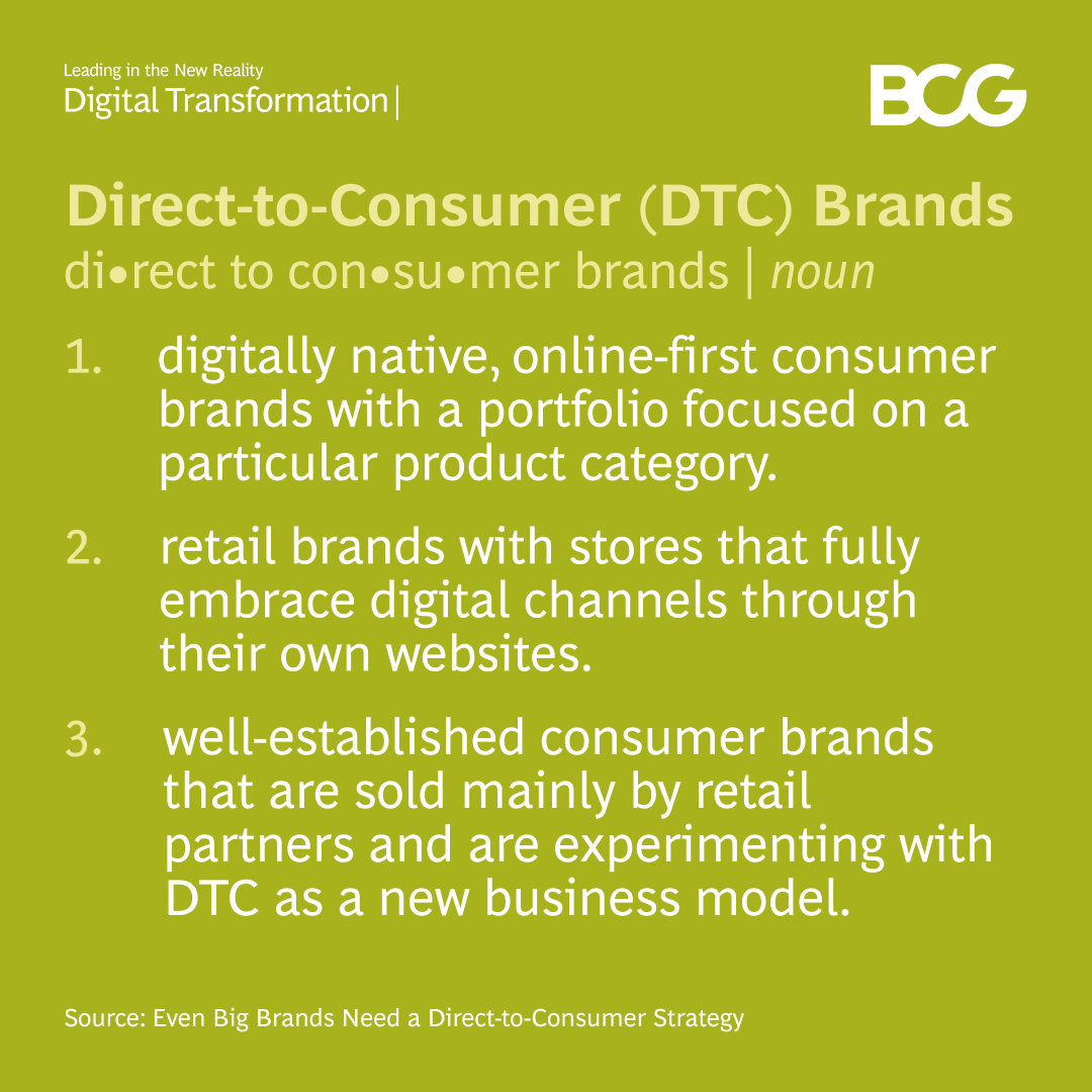 BCG's tweet photo. Not sure if shifting towards direct-to-consumer (DTC) channels is the best strategy for your company? Given the growth rate of #ecommerce, companies must choose to quickly establish DTC capabilities or continue to build their existing functions.
https://t.co/eOtc9UNAAd https://t.co/is1yO9D9GK