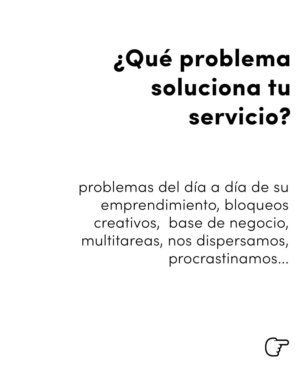 veralidad's tweet image. ✔¿Qué problema soluciona tu servicio?
✔¿Quién tiene ese problema?
✔¿Cómo le hace sentir ese problema?
✔ ¿Qué conseguirá gracias a ti y cómo se sentirá entonces?
✔¿Qué dudas puede tener?