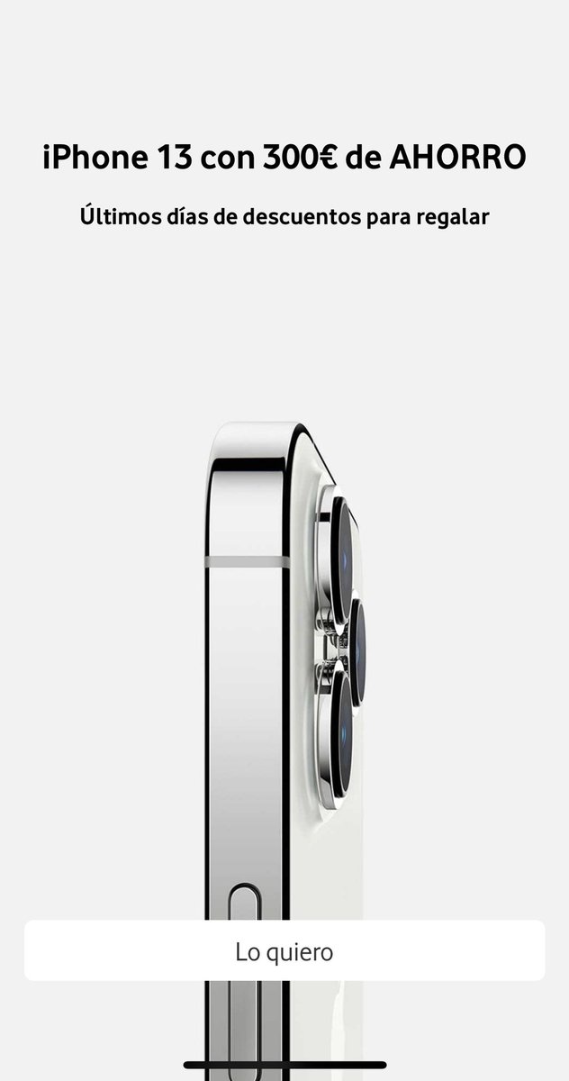 Para que sacáis una campaña #Apple iPhone 13 con descuento de 300€ en terminales, si están todos “Temporalmente no disponible” desde hace 2 meses ?? <a href="/vodafone_es/">Vodafone España</a>
