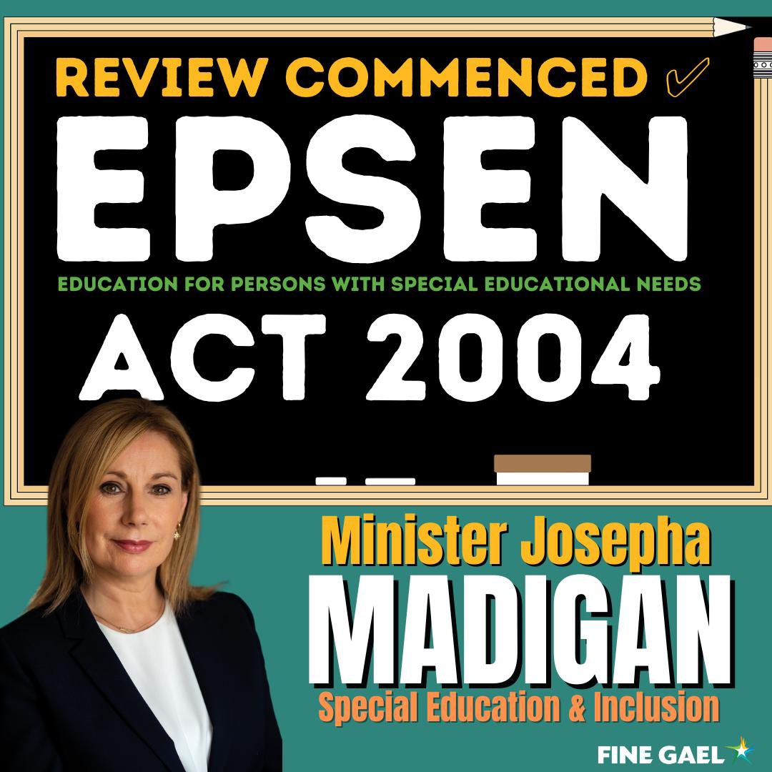 josephamadigan's tweet photo. 📖 Today, I am announcing the commencement of a full review of the EPSEN Act 2004 to ensure that legislation on education for students with additional needs is:
⏰ up-to-date;
✔️ fully operational and;
🤝reflective of the lived experiences of students and families. https://t.co/hxqh2tCc31