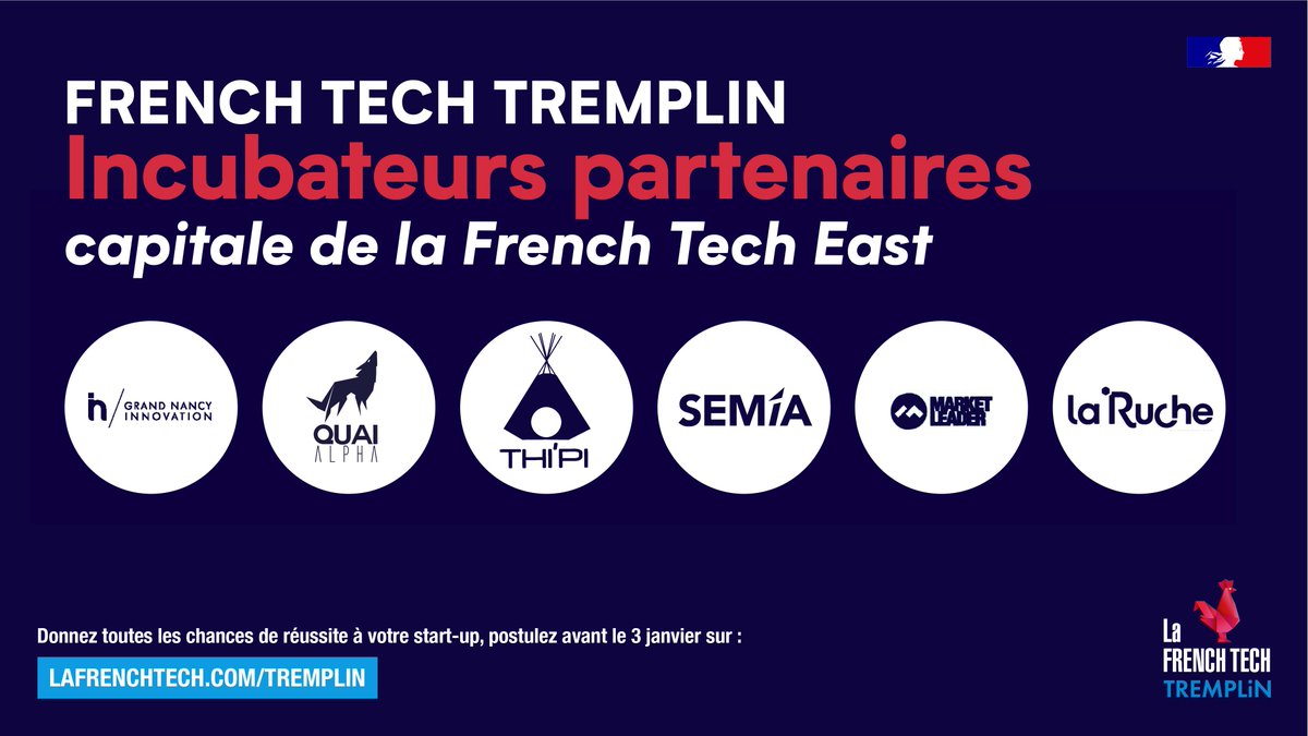 FrenchTech_Est's tweet image. 🚀#FrenchTechTremplin 
Il reste encore 2 semaines pour candidater au programme et rejoindre l&apos;un des incubateurs partenaires sur le territoire de la Capitale #FrenchTechEast ! 
👉🏼 INFOS &amp;amp; CANDIDATURES : lafrenchtech-east.fr/french-tech-tr…