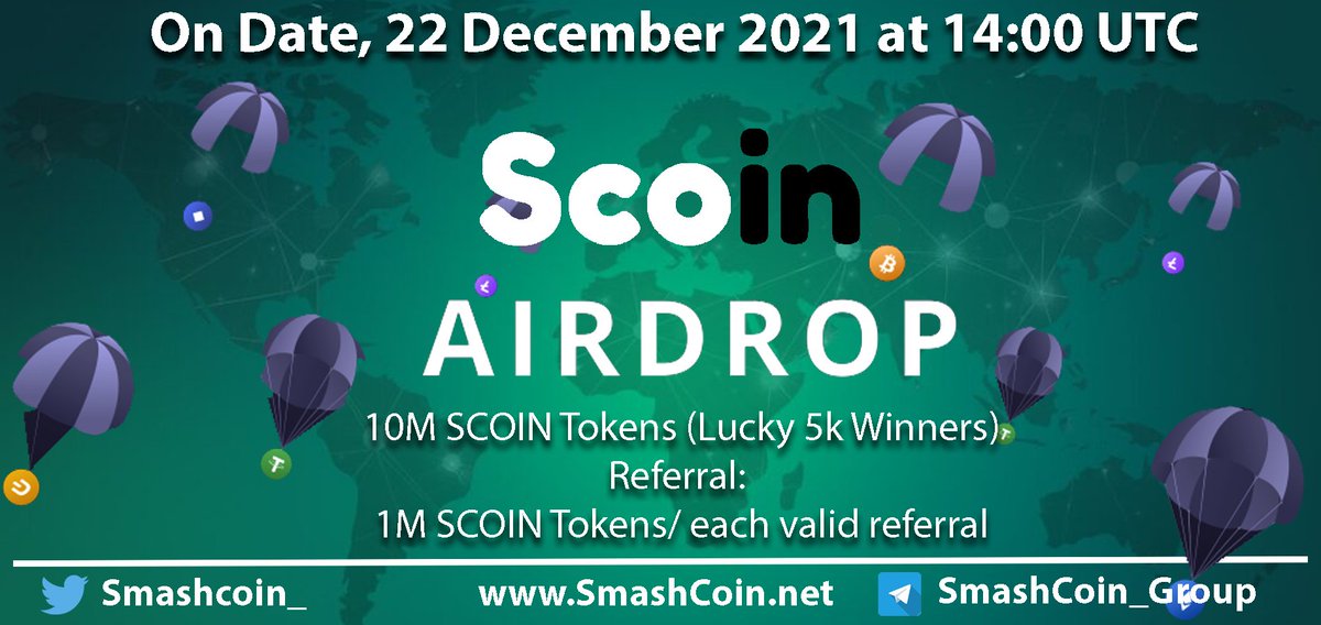 Join Our AirDrop : t.me/SmashCoin_Aird…

💰 Get 10,000,000 SCOIN
💰 Get 1,000,000 SCOIN for each referral
By participating you are agreeing to the SmashCoin (Airdrop) Program Terms and Conditions.