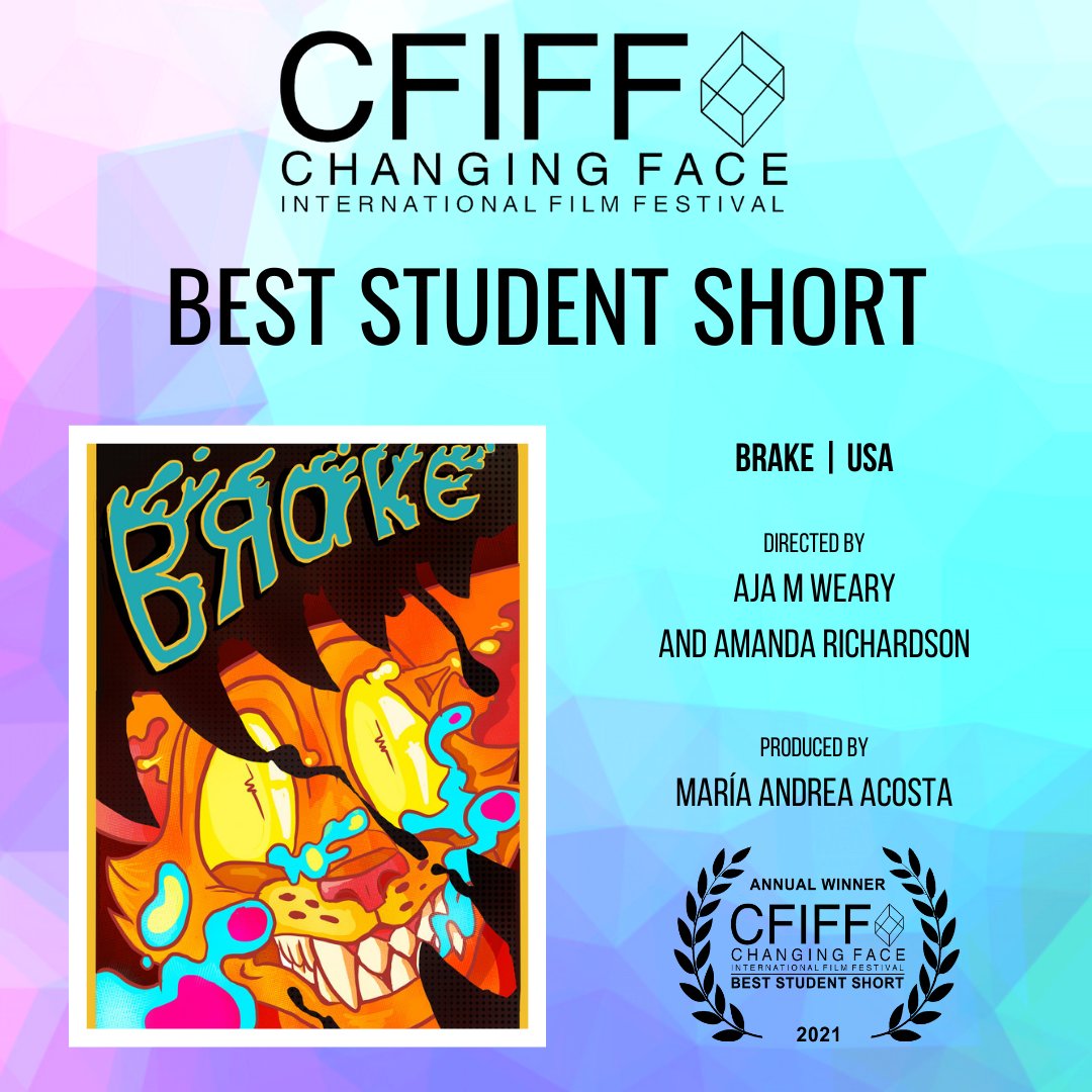 BEST STUDENT SHORT 2021

<a href="/BrakeFilm/">BRAKE film</a> | USA

Directed by Aja M Weary and Amanda Richardson
Produced by María Andrea Acosta

#filmfestival #film #filmmaker #shortfilm #CFIFF #independentfilm #studentfilm #animation #studentshort #studentfilmmaker