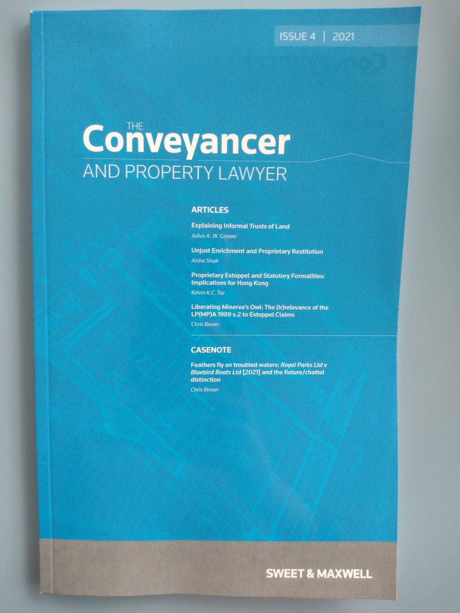 DrAishaShah's tweet photo. My latest article, 'Unjust Enrichment and Proprietary Restitution' is out now in the latest edition of The Conveyancer and Property Lawyer journal. @LawUniWorcester @HumanitiesUw #publication #sweetandmaxwell #academic #universityofworc https://t.co/QXuS0k7KJn