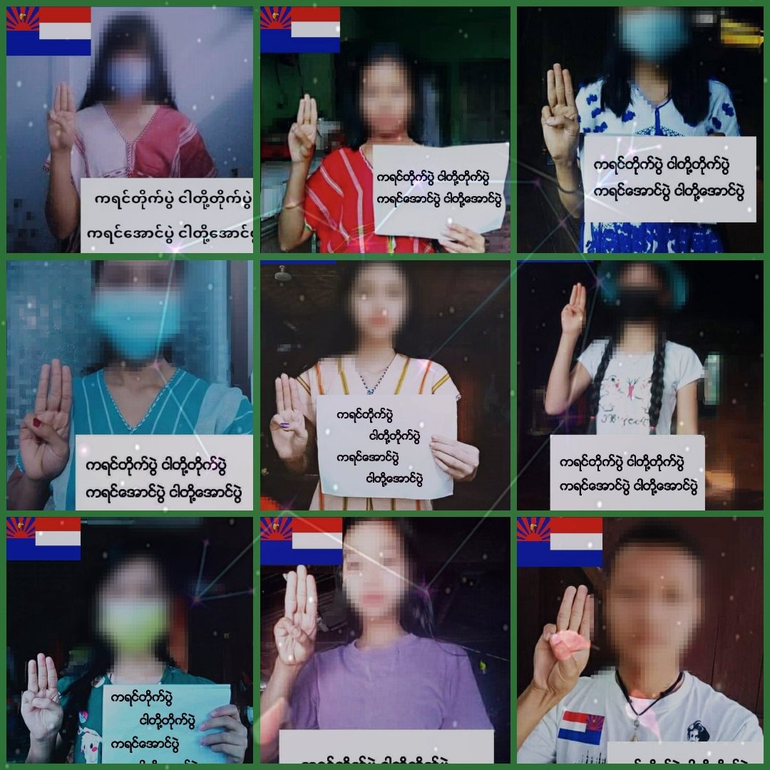 Chanapai247's tweet photo. Wearing Kayin ethics' traditional dresses , students from #Bago university expressed their support of the people or Kayin state .

#HelpMyanmarIDPs 
#Dec20Coup
#WhatsHappeningInMyanmar https://t.co/tINs14Zz82
