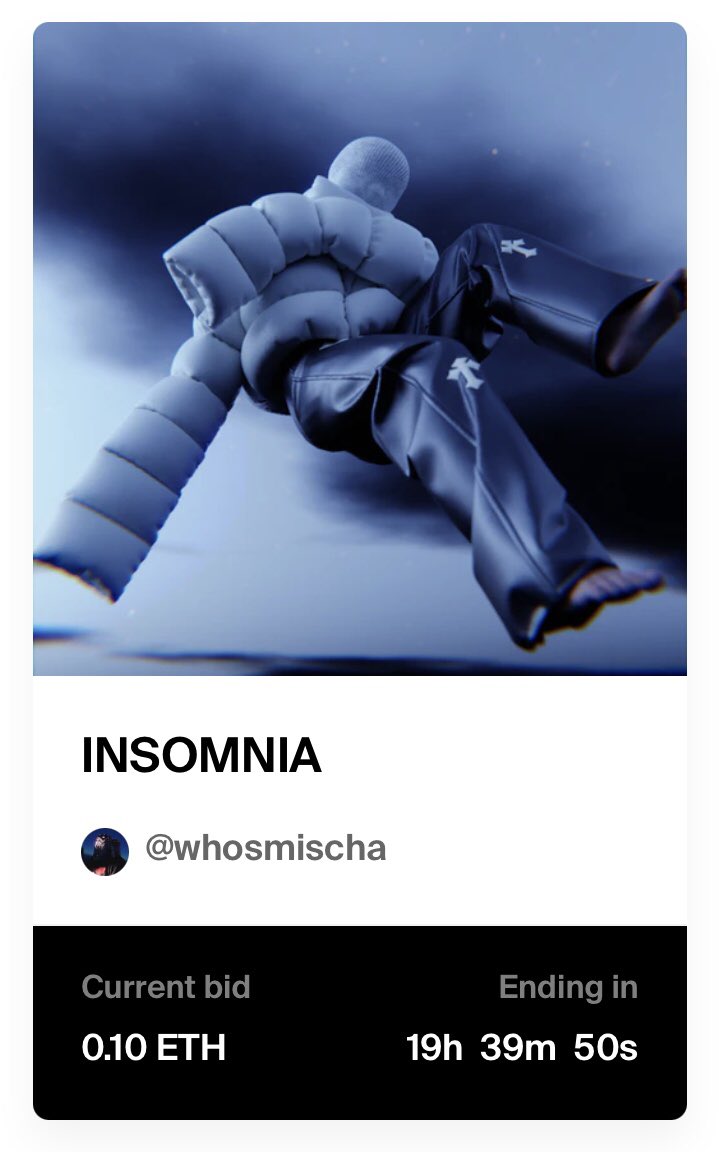 Bidding is open🚀🚀
Thx a lot @paradise_loren for the first bid❤️❤️

foundation.app/@whosmischa