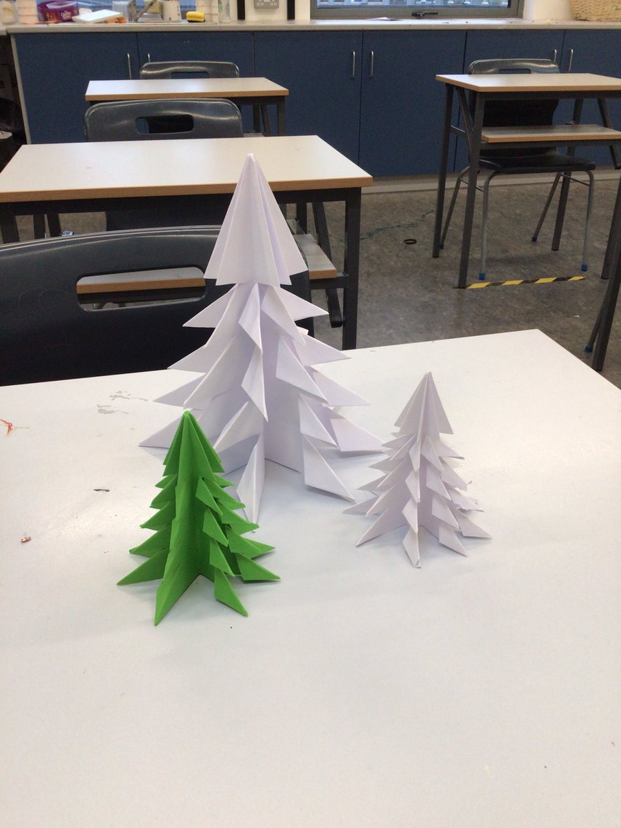 Oide_SarahMc's tweet photo. Second year Art really got into the Christmas spirit today as we made some origami Christmas trees! 🎄#Christmas #EveryoneCanCreate #edchatIE @Kingswoodcc16 https://t.co/I4xrMgStlB