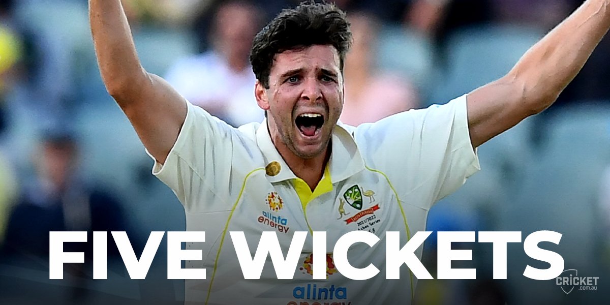 cricketcomau's tweet photo. AUSTRALIA WIN! 

Jhye Richardson takes five to complete the victory #Ashes https://t.co/RuO0uEEcl4