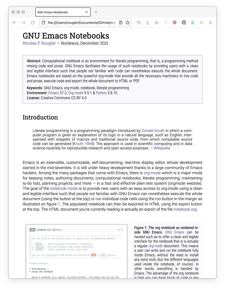 NPRougier's tweet photo. Literate programming in #emacs using org mode and org babel. https://t.co/AOpYwpnmq7