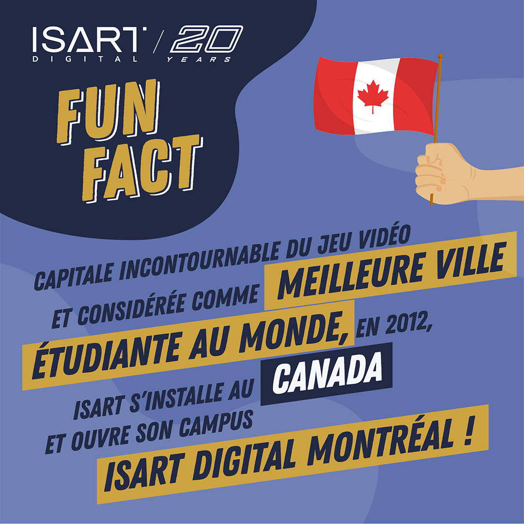 isartdigital's tweet photo. 🔍 20 ans ; 20 anecdotes !
👉 Le saviez-vous ?
Capitale incontournable du jeu vidéo et considérée comme meilleure ville étudiante au monde, en 2012, ISART s'installe au Canada et ouvre son campus ISART Digital Montréal !
#FunFactISART https://t.co/w4rtj3cOkQ