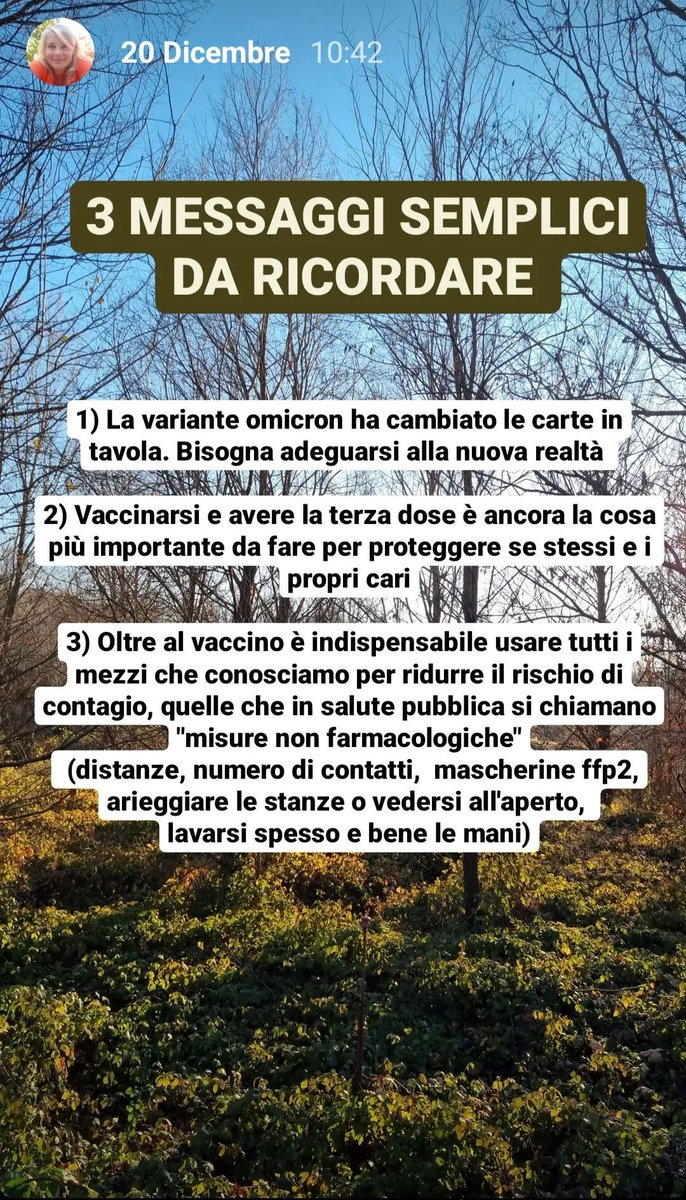 RobiVil's tweet photo. 3 MESSAGGI CHIAVE

1) OMICRON HA CAMBIATO in pochi giorni LA SITUAZIONE

2) VACCINARSI RESTA FONDAMENTALE, stt con 3 dosi

3) OLTRE AI VACCINI SONO INDISPENSABILI LE "MISURE NON FARMACOLOGICHE"

I TAMPONI RAPIDI aiutano a scovare positivi, ma non fidatevi troppo se negativi https://t.co/RvnnGSyRuX