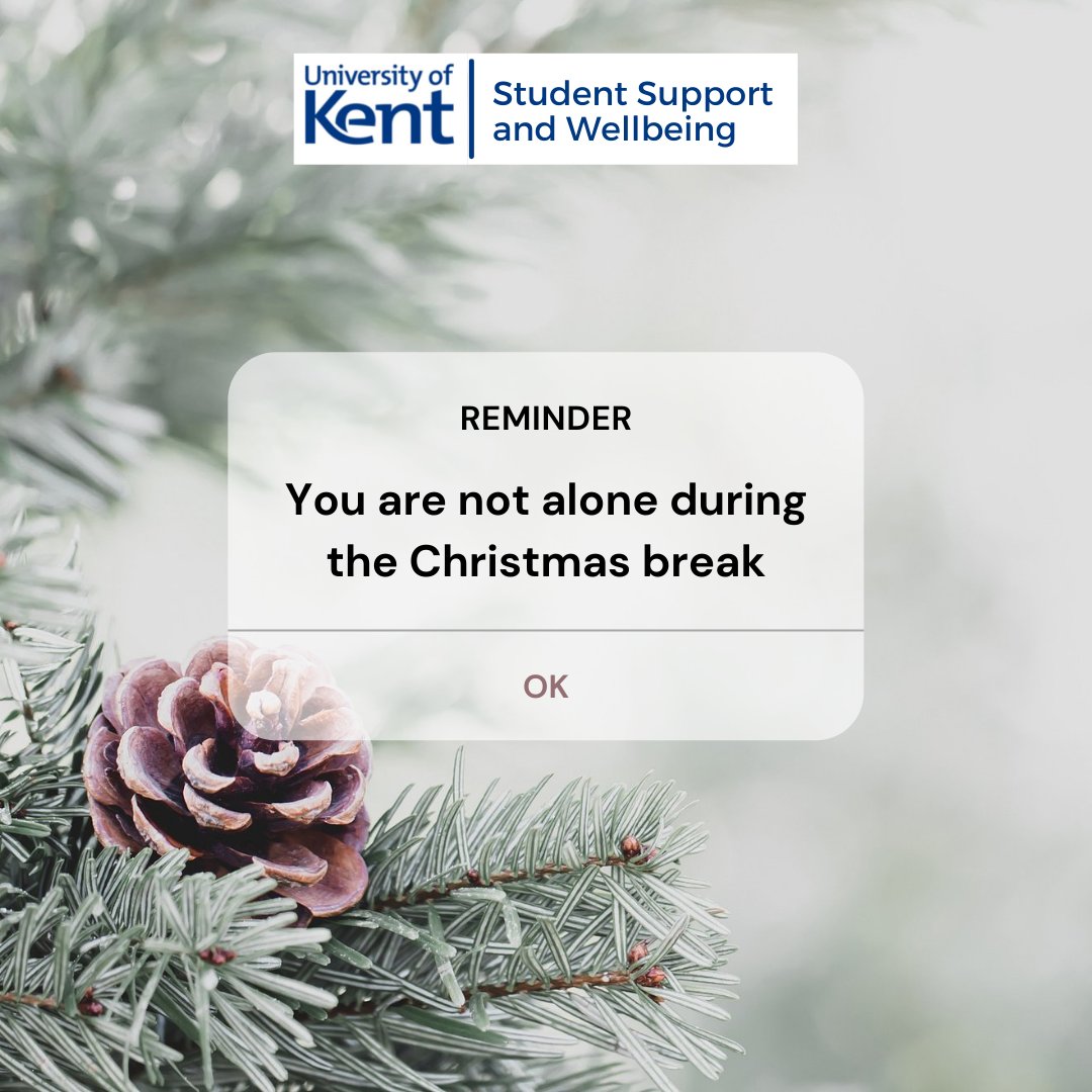 Student Support and Wellbeing staffed services close on the 22nd December until 4th January, but <a href="/unikentssw/">Student Support and Wellbeing, University of Kent</a> social media accounts will continue to provide advice, encouragement and support resources to help students throughout vacation. #KentWellbeingIdeas