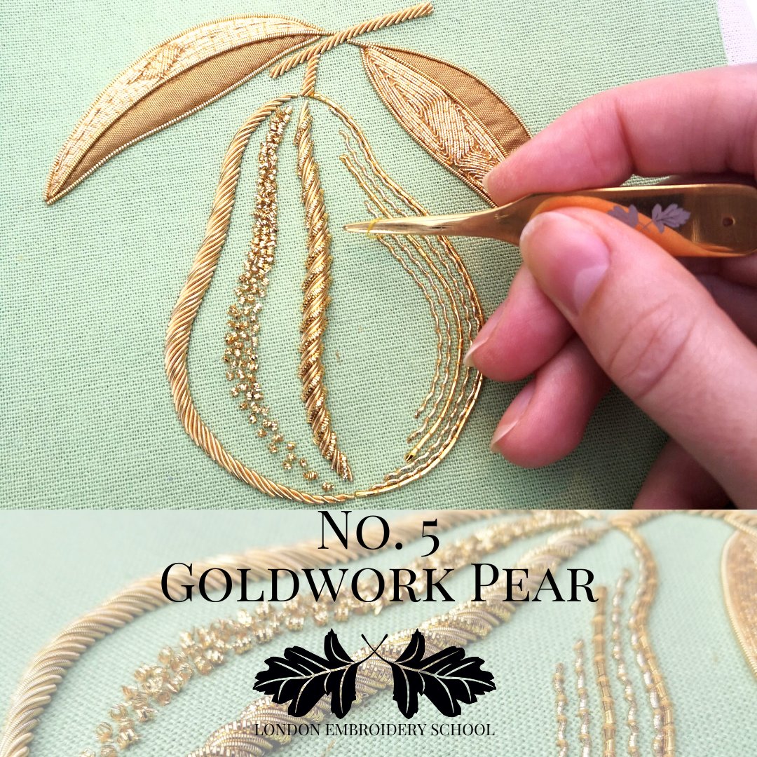 A house favourite, the goldwork pear kit will take you through a taste of the literally hundreds of goldwork technique and material combinations. 
.
.
.
#christmasprojects #christmasgold #goldworkembroidery