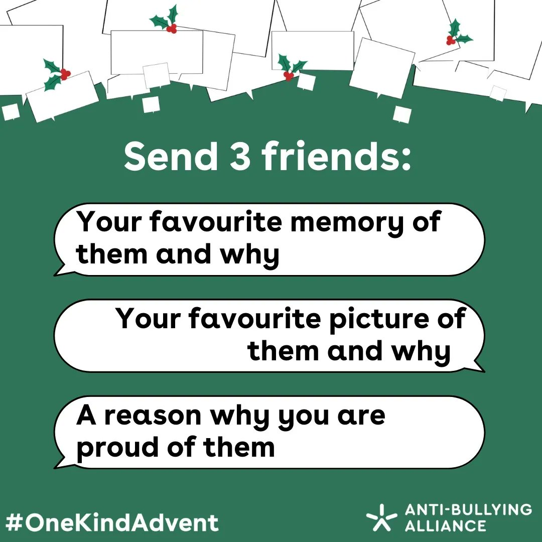 ABAonline's tweet photo. Not long left of our #OneKindAdvent so let's make the next few days of kindness count πͺ
Text 3 friends today with one of the suggestions here to put a smile on their face βΊοΈ https://t.co/pMADsugEBr