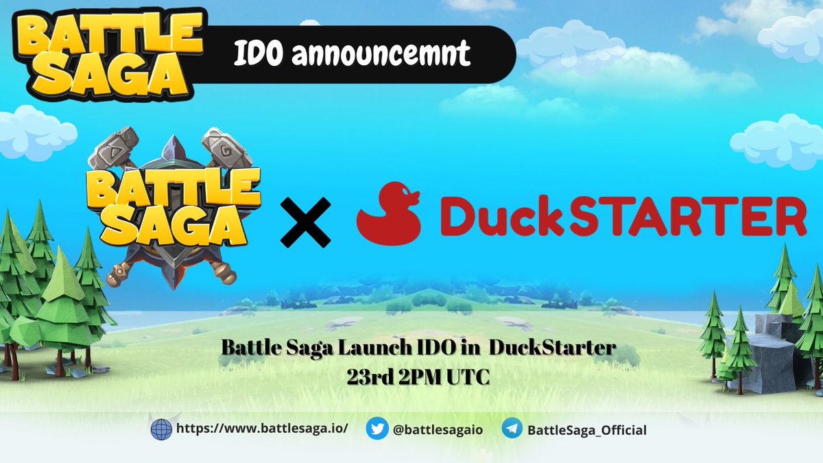 BattleSagaio's tweet photo. 🚨Fifth IDO Announcement🚨

⚔️Battle Saga will be having our fifth IDO listing with DuckStarter @dao_duck at 2pm UTC on December 23 2PM UTC‼️
Prepare yourselves for the event and make sure you do not miss it. 
Battle Saga to the moon🔥🚀 https://t.co/2tCkgiVedQ