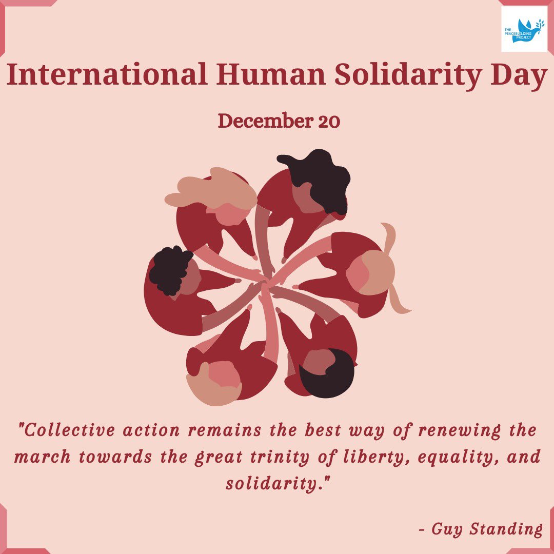 PeacebdgProject's tweet image. This #InternationalHumanSolidarityDay, we must commit to stand with each other. Cooperation amongst nations is essential to build a peaceful existence where solutions for economic, social, political, humanitarian &amp;amp; cultural issues are created together.

#IHSD
