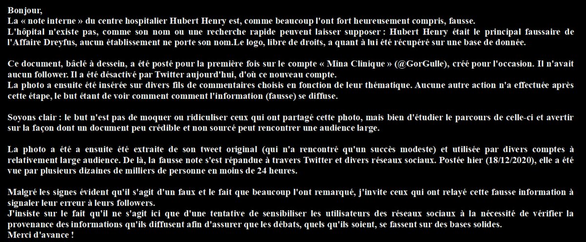 HubertHenrynada's tweet photo. Informations sur le faux document du "centre hospitalier Hubert Henry"
Son origine : https://t.co/rb6WKrXtYi https://t.co/ojwYdR7SyG