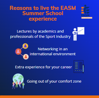 EasmSchool's tweet photo. Today we bring you the reasons why you should join 12th EASM Summer School Edition.

Are you going to miss it?
For more info, feel free to contact us: easmsummerschool@eventsgb.com
.
.
.
#easmsummerschool #sportmanagement #reasonswhy #internationalevent https://t.co/hNFFwe95xE