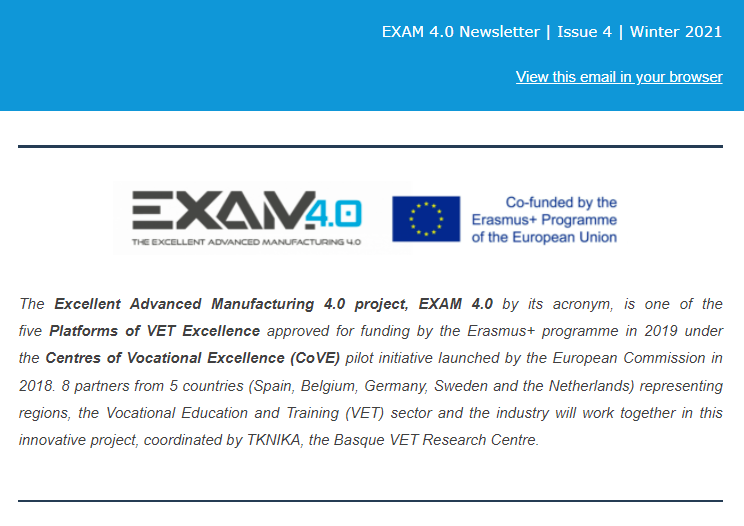 The #EXAM4point0 project newsletter is released! Check it out: mailchi.mp/9c4126dfb9f6/e… #EUvocationalskills