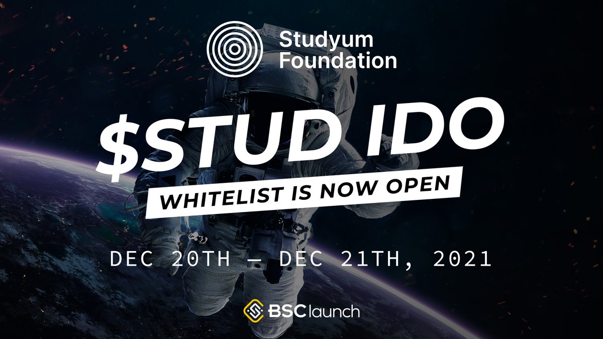 BSClaunchorg's tweet image. @Studyum_org  public-sale 🚌
Whitelist Registration opens: 20th — 21th Dec, 2021

🟡 Platform raise: $200,000

🟡 Public-sale price: $0.1

🟡 No KYC required

⭐️ Sale date: 21th Dec 2021

$BSL x $STUD