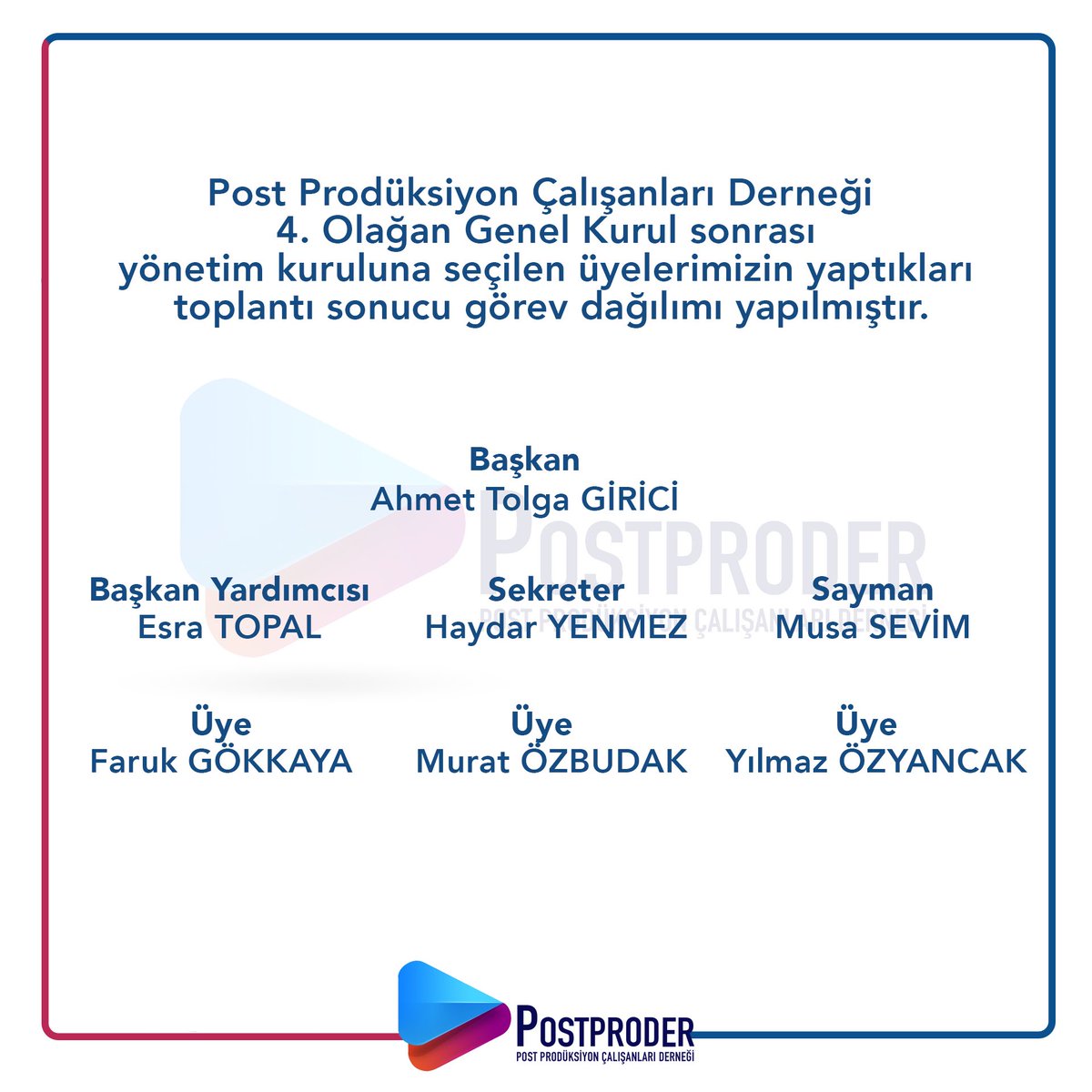 postproder's tweet photo. Yeni yönetim kurulumuz https://t.co/kJ0qEXle8y