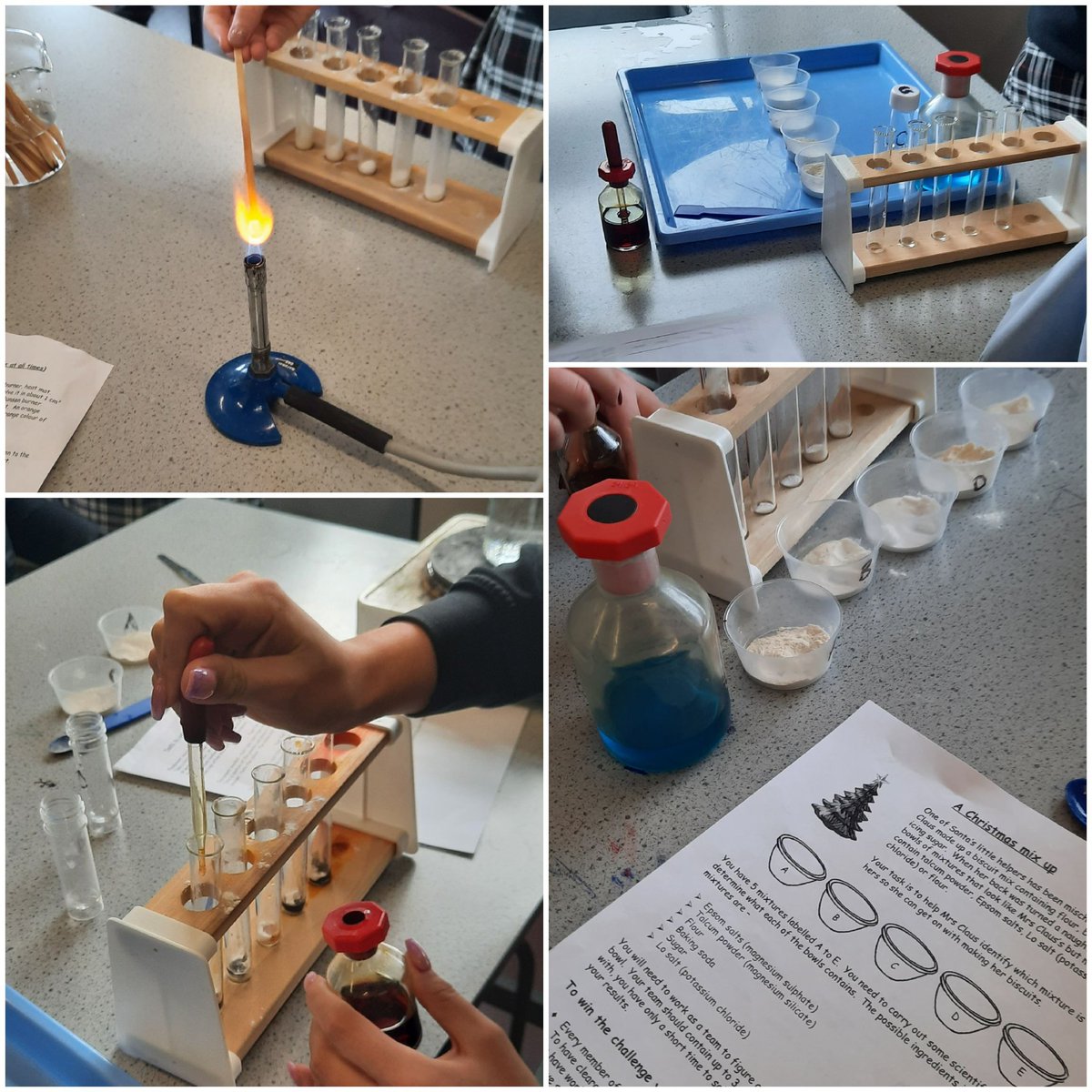Pipershillcol's tweet photo. A Christmas mix up in the lab... the elves have messed with Mrs Claus' biscuit mix... identify which is the correct one. #science #christmasscienceactivity https://t.co/EtZMvCwaUu