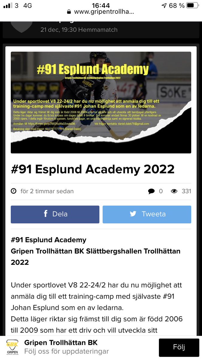 Vilken grej för våra barn 😃 Fasters bandysessa är anmäld såklart 🏑😃💛🖤