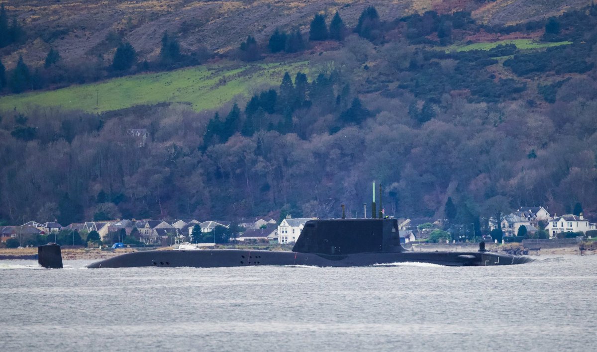 NavyLookout's tweet photo. HMS Astute inbound to Faslane today. Welcome home - last of the #CSG21 vessels to return. Away since July and travelled as far as Australia.
(Delayed by some of the usual operational demands found closer to home)
Via @SheilaLWeir https://t.co/jYcso2k7fm