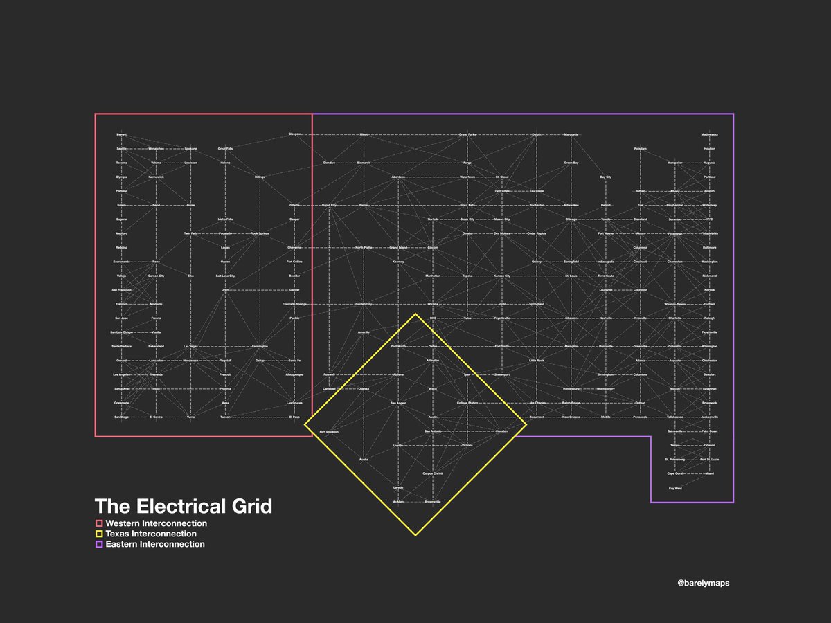 kevindstevens's tweet image. This is the most well-designed image of the US electrical grid I’ve ever seen.