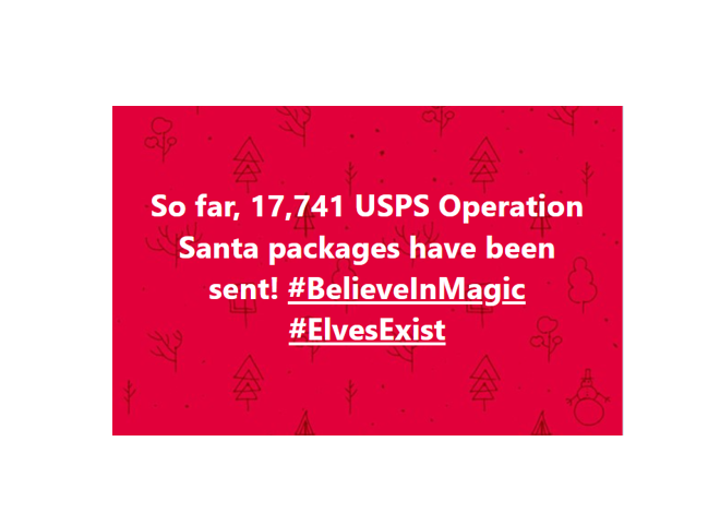 USPSOpSanta's tweet photo. #BelieveInMagic #ElvesExistπ
π https://t.co/PyF9QCCbzM