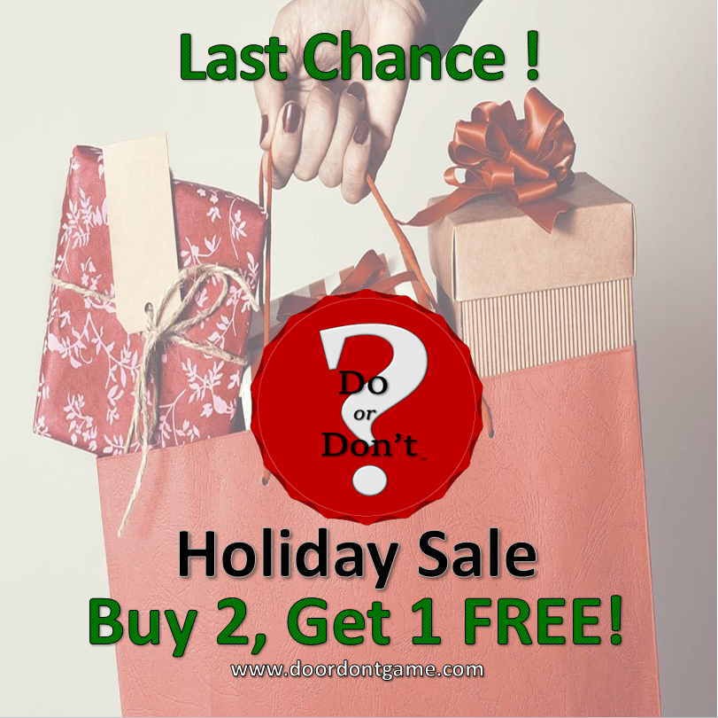 DoOrDontGame's tweet photo. 🎄 Hurry! Get your last minute #stockingstuffer for your adult stockings, #whiteelephant or #secretsanta gift!

🎄 Use code A8LAHLVU on Amazon at checkout with 3 games in your cart and get that third one FREE!

#partygames #christmasgiftideas #amazondeals #lastminutegifts https://t.co/swyTscdhQN
