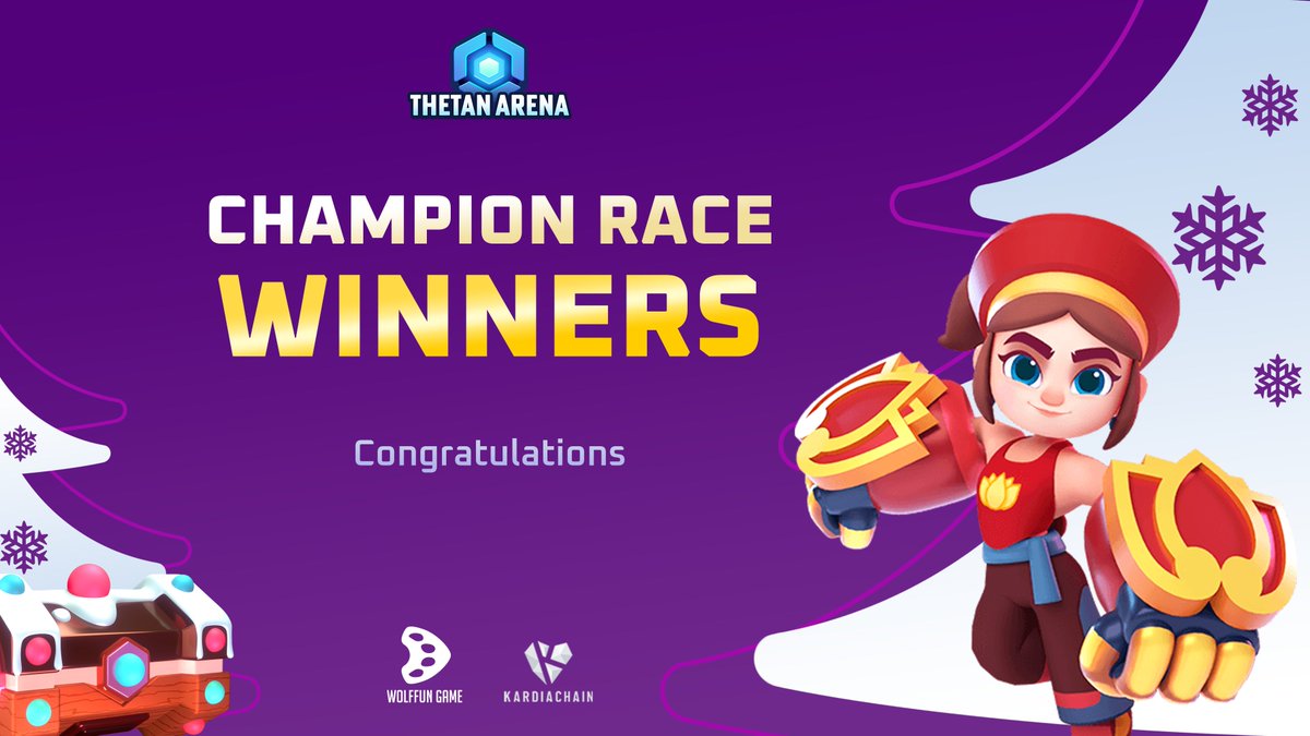 thetan_world's tweet photo. 💥 THE FINAL RESULT OF CHAMPION RACE EVENT

Congratulation on these winners:

1st Place: KR-Rell
2nd Place: Kuroyami
️3rd Place: Bazug
4th Place: KR-JUNE

🎉 Winners kindly send your confirmation to hello@thetanarena to receive the reward.

@WolffunGame @KardiaChain https://t.co/8KwSlWnipU