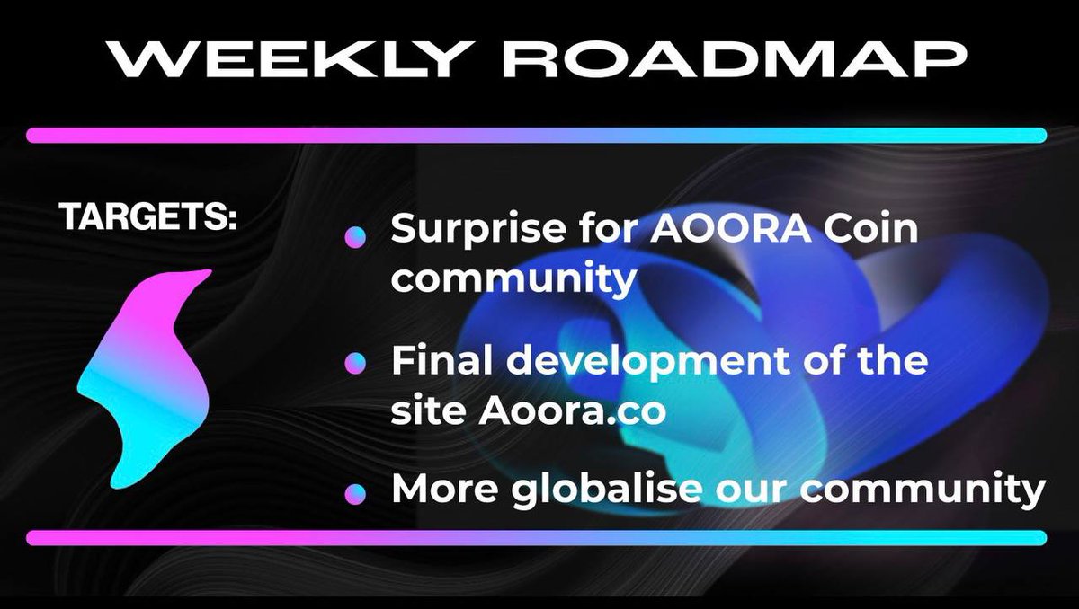 AooraCoin's tweet photo. #WeeklyRoadMap

Hey guys! Monday, so let’s go over our targets on this week together!🧬

We can and expand our project to all around the world so we are just on start 🏁 now and ready to make big BOOM💥 

Thank you for your attention! Be better with us🦾 https://t.co/NYeKHvS6qF