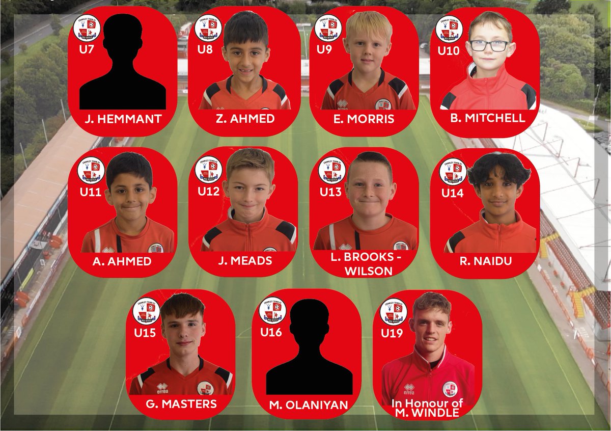 Congratulations to the players from our youth teams who have been selected for the <a href="/CrawleyTownCF/">The Crawley Town Community Foundation</a> Team of the Week!  

In honour of Max Windle, one of our own <a href="/CrawleyFAcademy/">Crawley Town Foundation Academy</a> students who we sadly lost earlier this year 

<a href="/MWMT2021/">The Max Windle Memorial Trust</a> 
#TownTeamTogether🔴