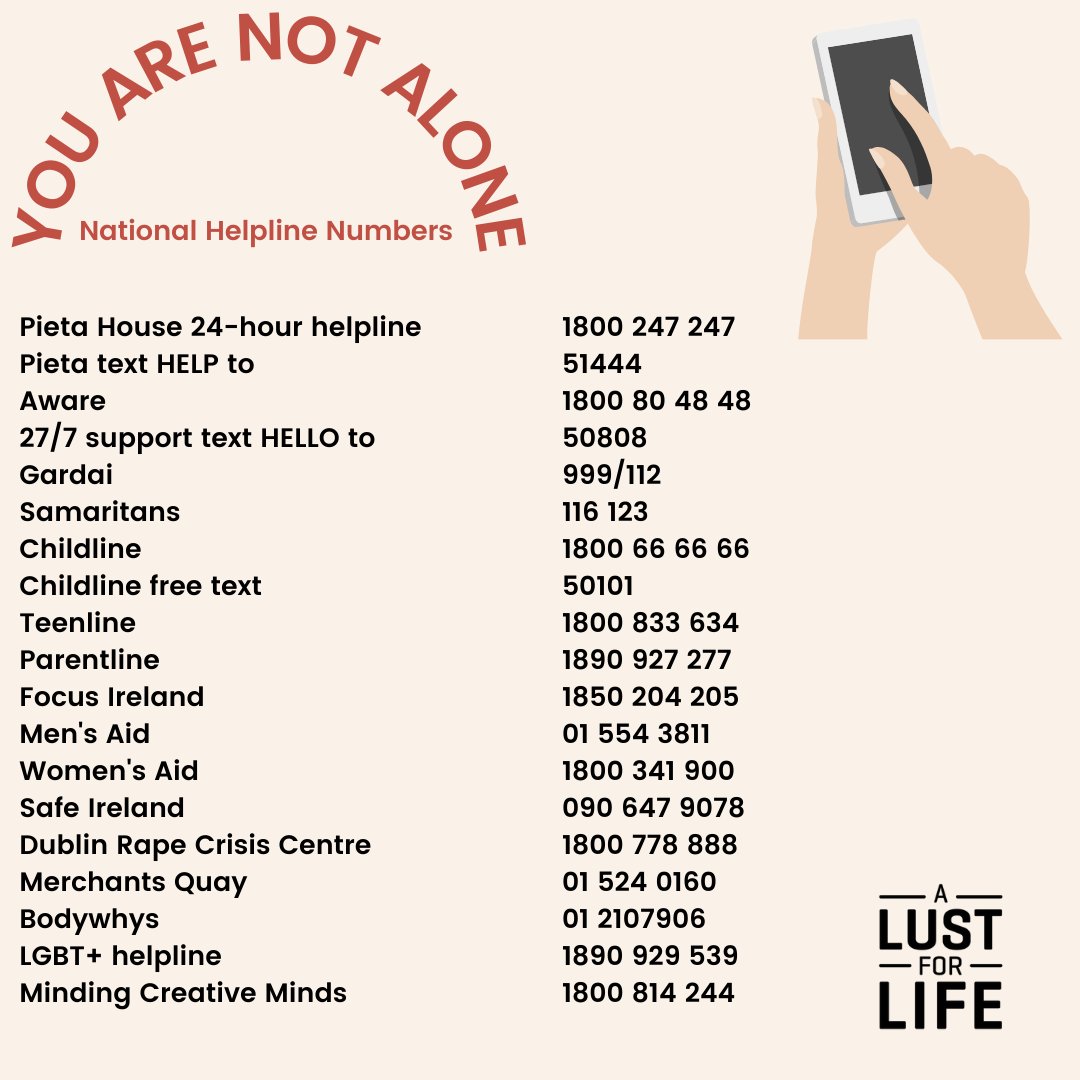lustforlife's tweet photo. You are never alone. 
Please share this image of our National Helplines and help people get the support they need. 

You are never alone, help is available to us all. 

#survivingchristmas https://t.co/PPee20WzFY