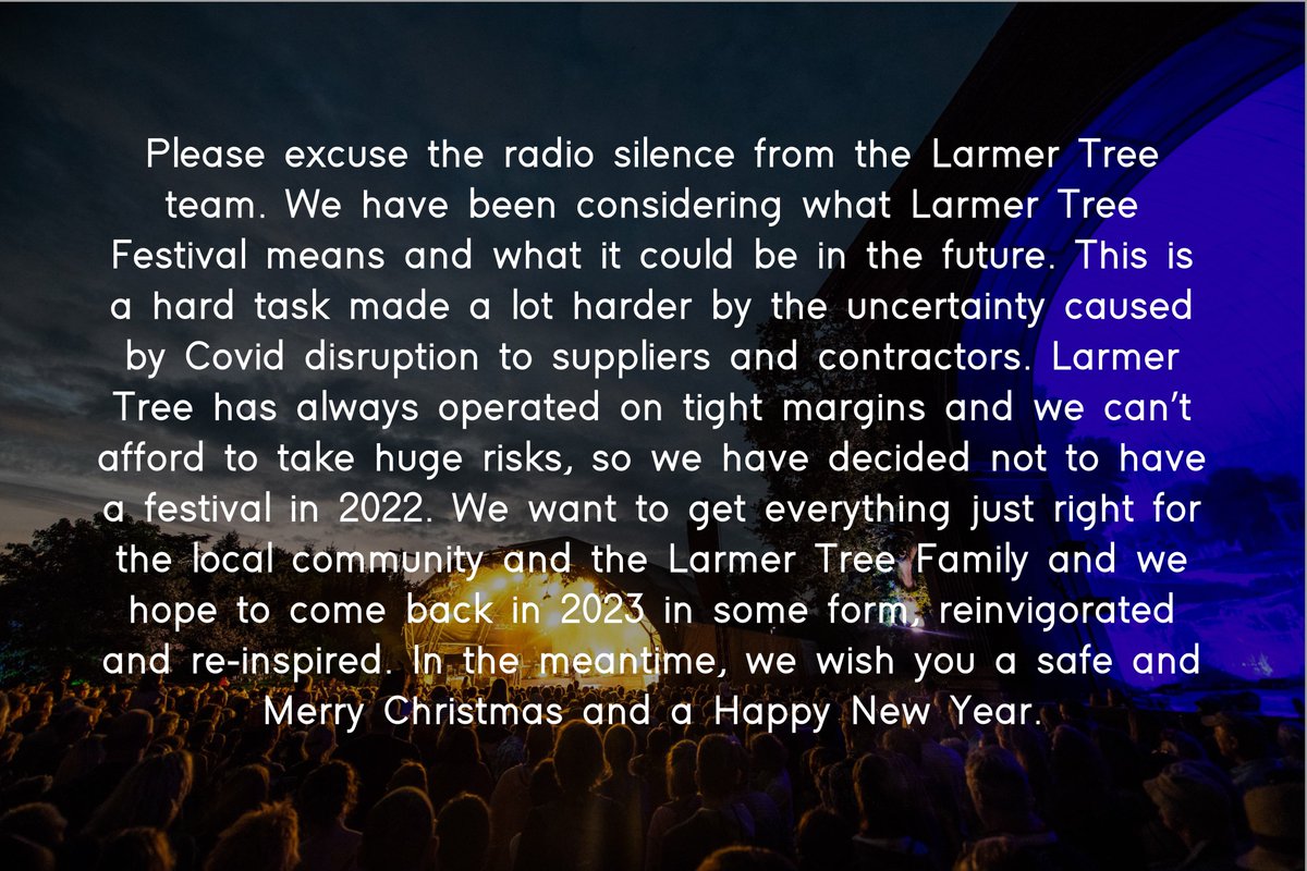 Some words from The Larmer Tree Festival Team x