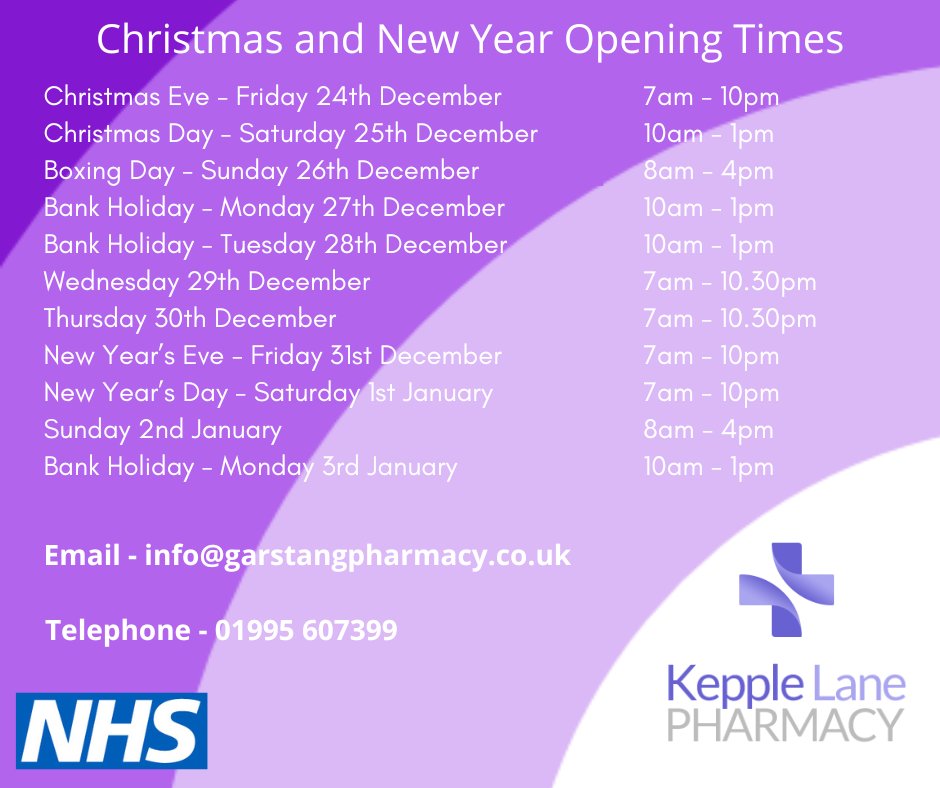 KLPharmacy's tweet photo. Good news we are open everyday during the festive celebrations. 

Wishing everyone a Merry Christmas and Happy New Year. 

We would also like to take this opportunity to thank all our patients and customers for their support and patience during these unprecedented times. https://t.co/M4wY55Baft
