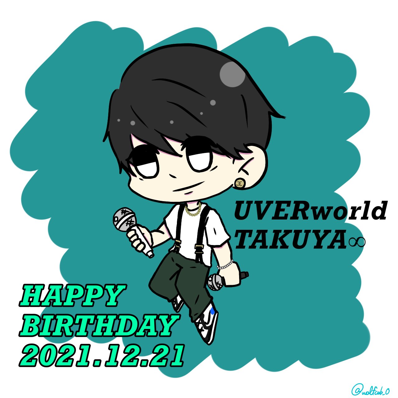 すっごいファン 狼少年 ろうちゃん Takuya お誕生日おめでとう Uverworldお勉強中新参者ですが イラスト描かせていただきました サスペンダー衣装めっちゃ好きなので 来年はライブ行きたいな むげ誕 Uverworld Takuya T