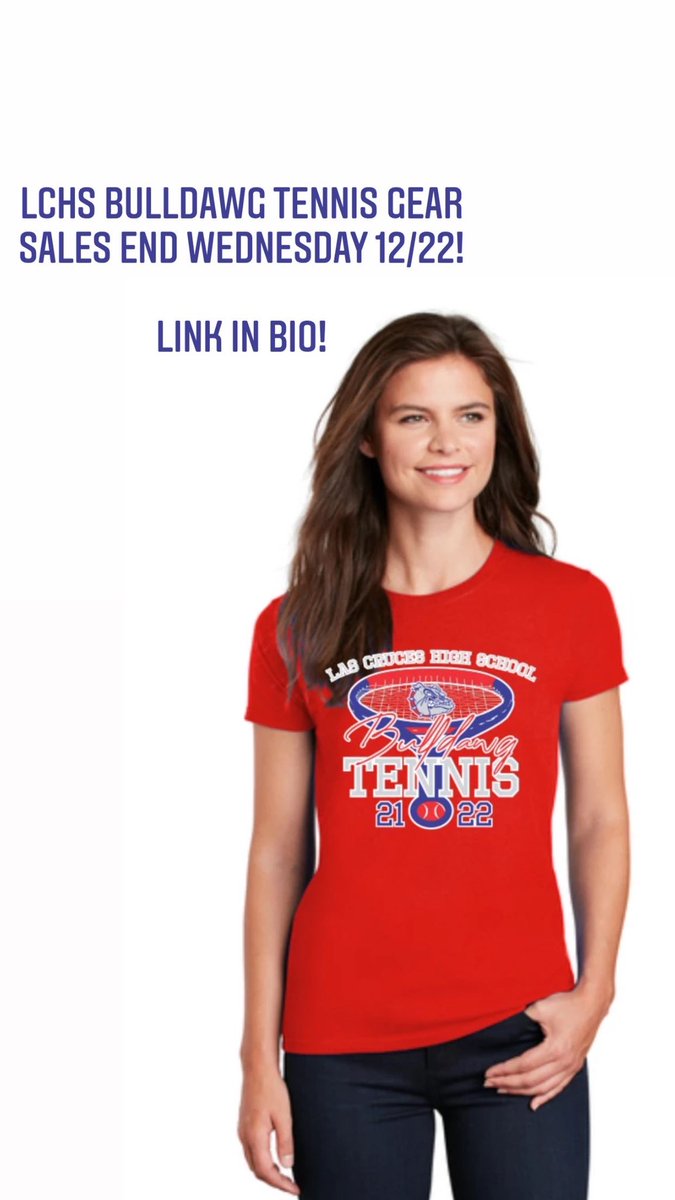 LCHS Bulldawg Tennis Gear Sales end Wednesday, 12/22! Please get your orders in ASAP! Link in bio!