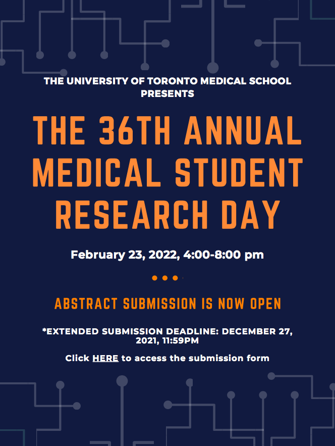 uoftmsrd's tweet photo. Join us at MSRD 2022! Abstract submission deadlines are extended to December 27, 2021, at 11:59pm!! 🙌

@UofTMDprogram @uoftmedicine @researchuoft @uoftalumni @UofTNews https://t.co/viNPrrQu27